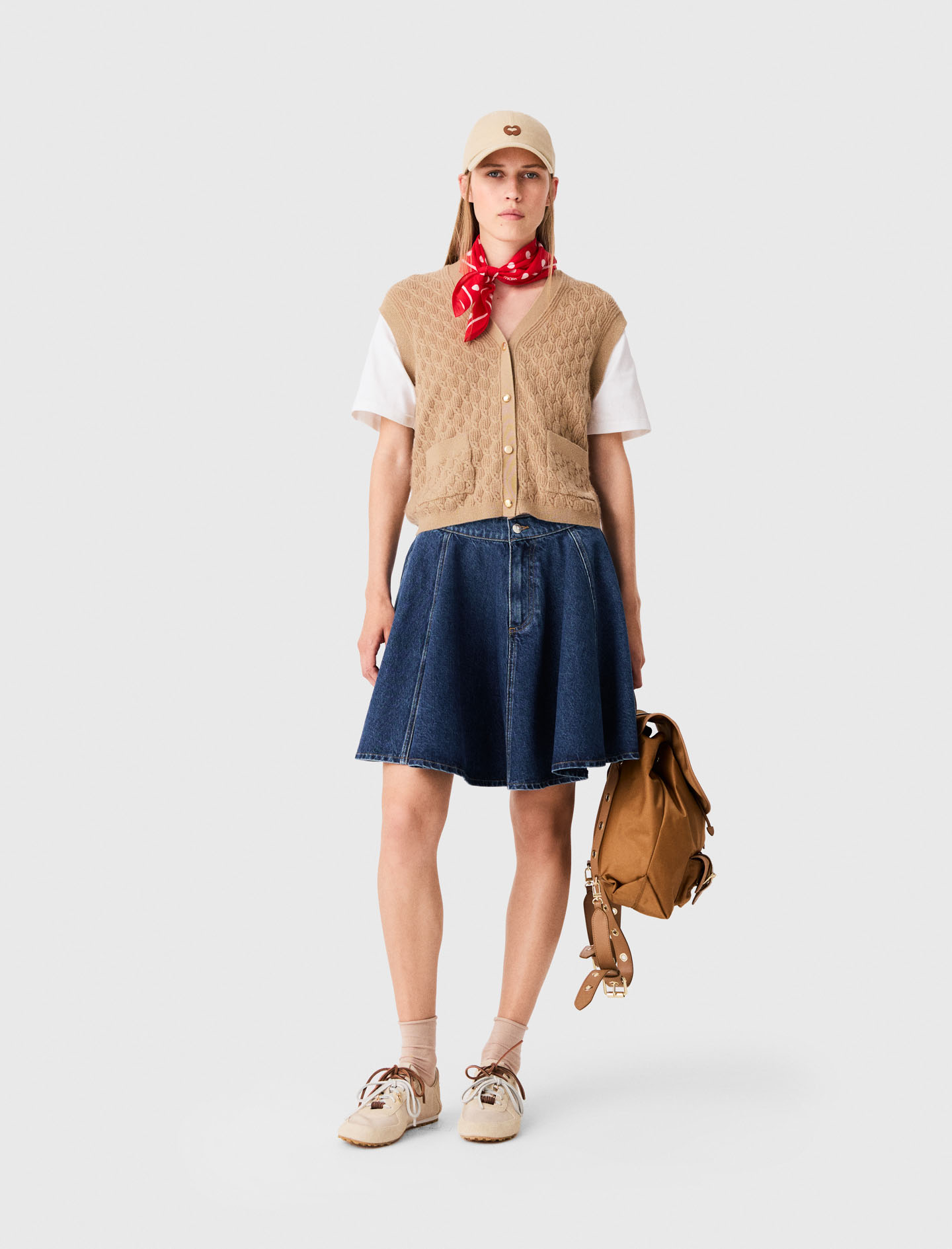 Cardigan In 2-in-1-optik - Kamel - Größe 34 - Maje