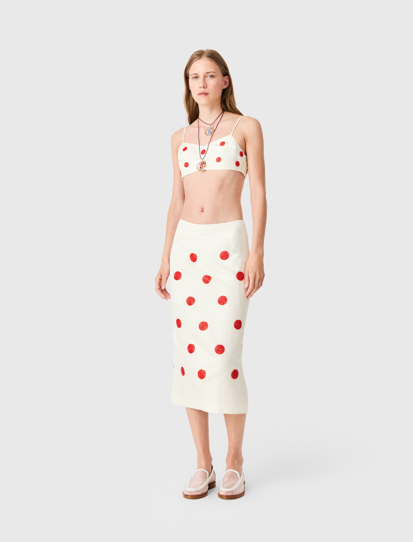 Besticktes Leinen-seiden-bustier - Weiß - Größe 36 - Maje