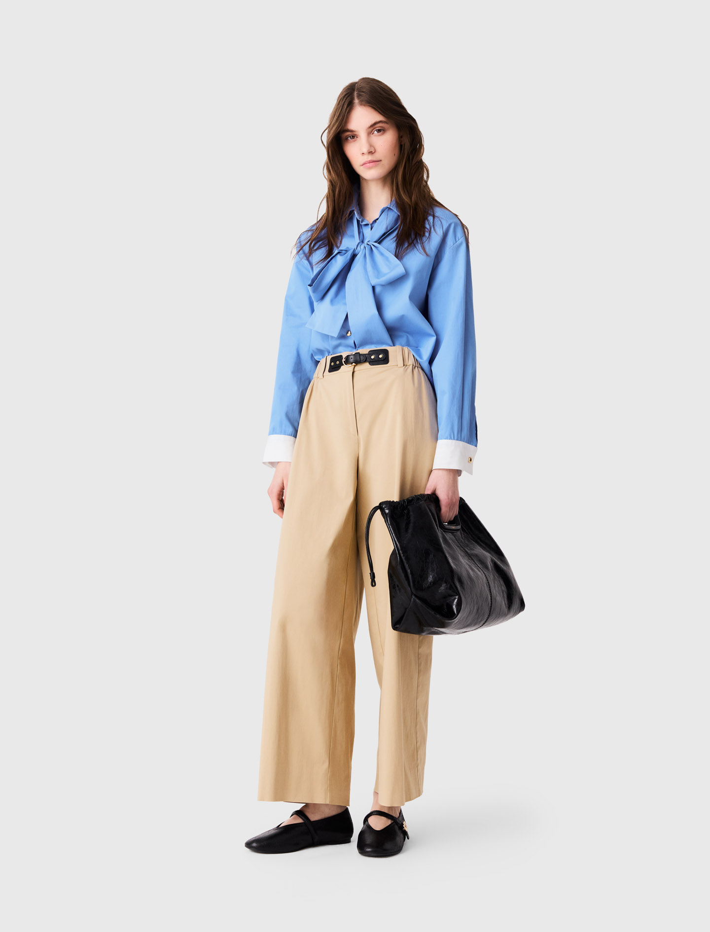 Weite Hose Aus Baumwolle - Beige - Größe 40 - Maje