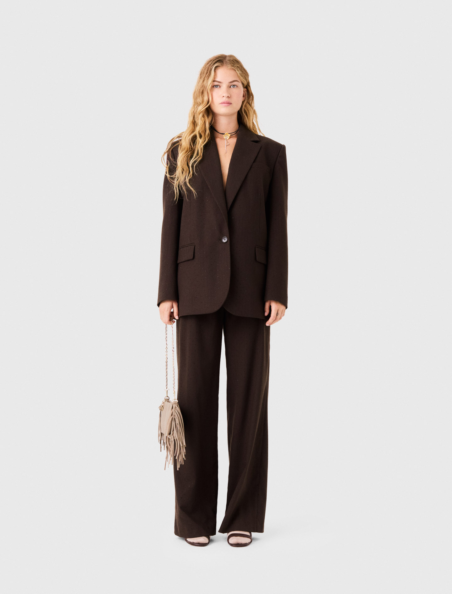 Strassbesetzter Blazer - Braun - Größe 32 - Maje