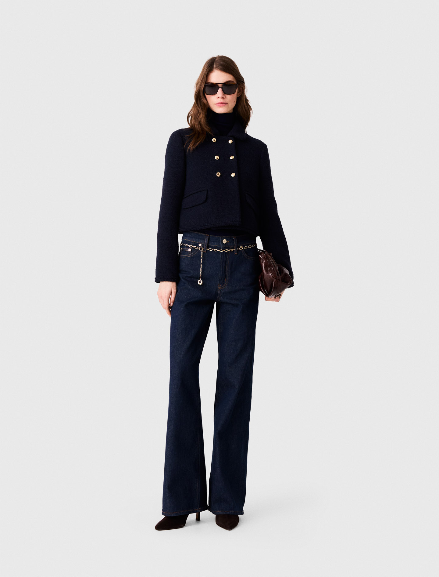Kurze Tweedjacke - Marineblau - Größe 38 - Maje