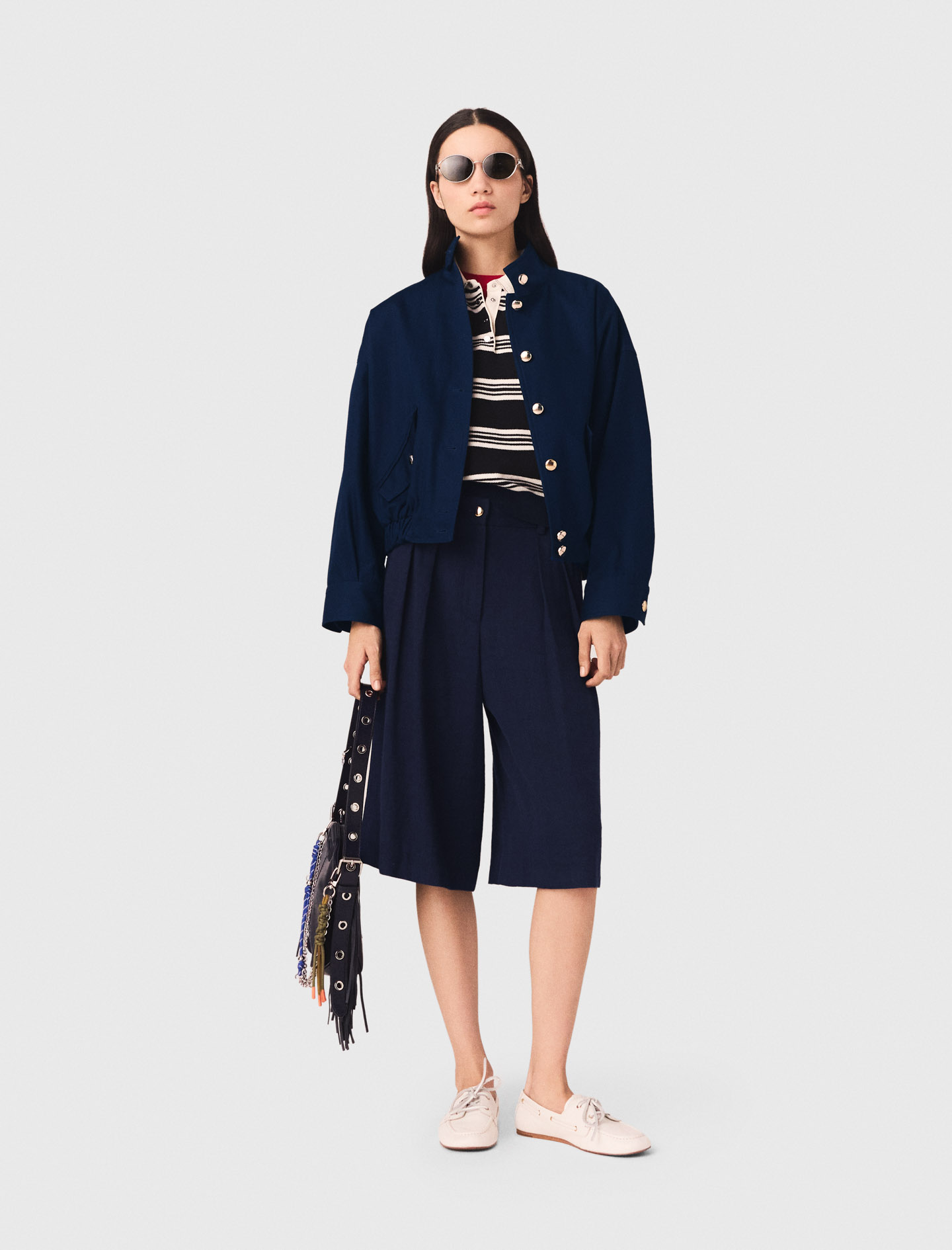 Bomberjacke Aus Baumwolle - Marineblau - Größe 36 - Maje