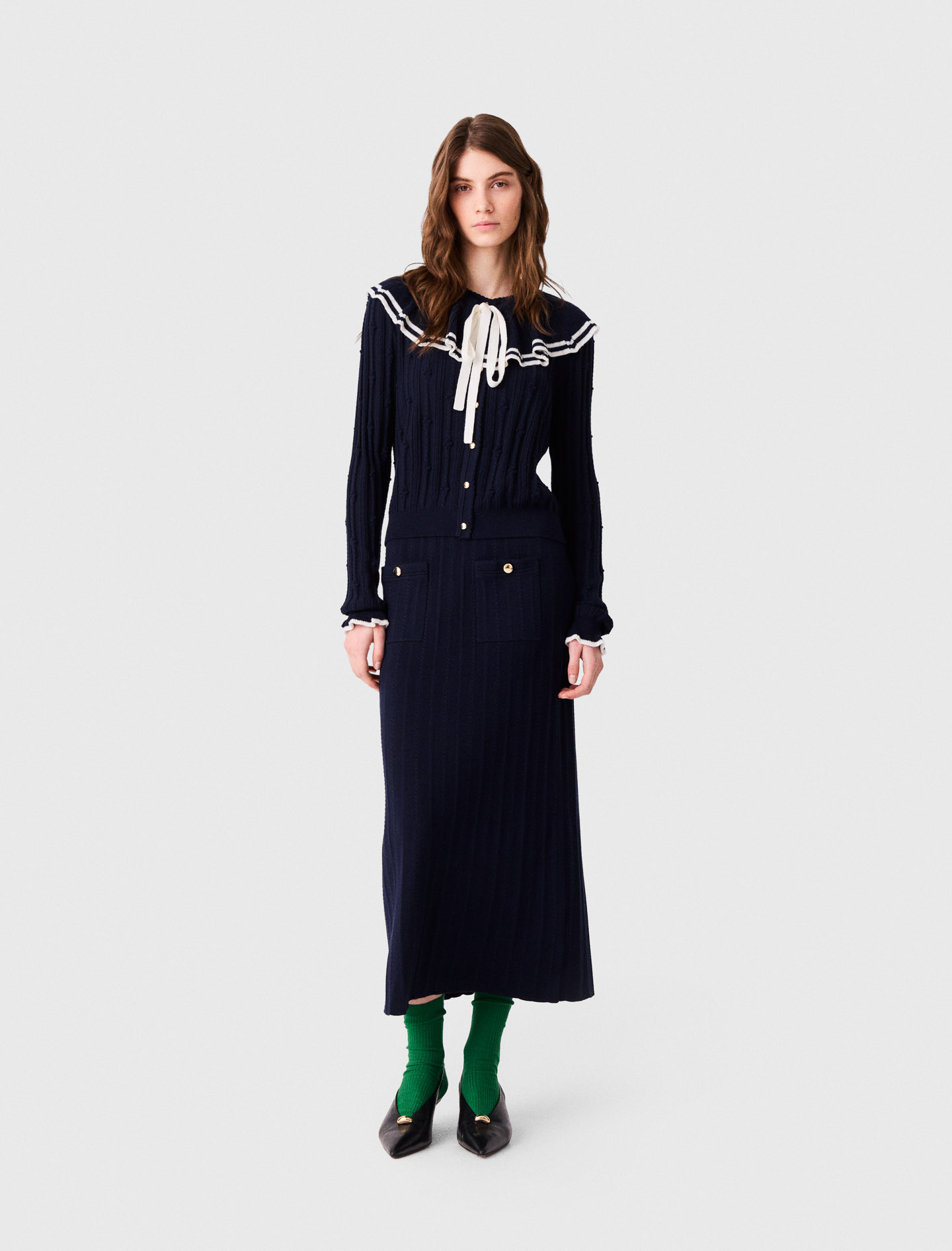 Cardigan Mit Lagen-cape - Marineblau - Größe 36 - Maje