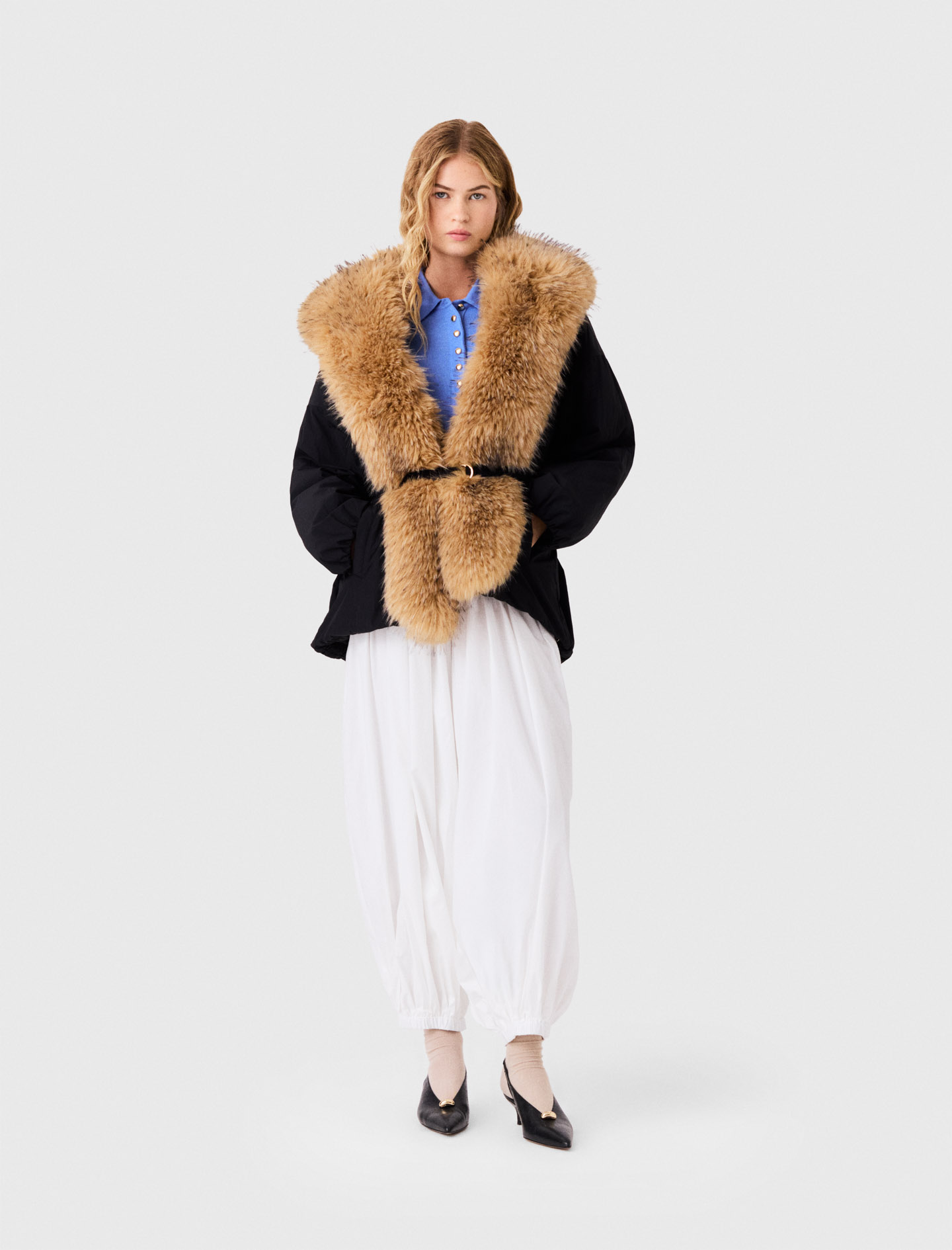 Oversize-parka Mit Kunstfellkragen - Schwarz - Größe 34 - Maje