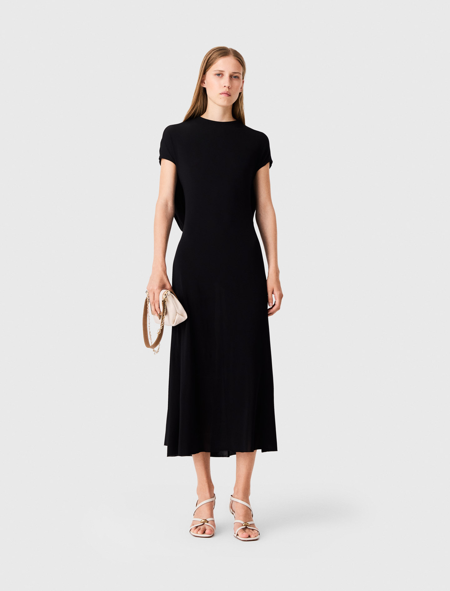 Langes Kleid Mit Wasserfallrücken - Schwarz - Größe 40 - Maje