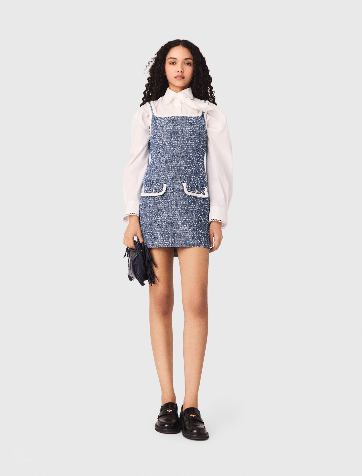 Kurzes Tweedkleid - Blau - Größe 32 - Maje