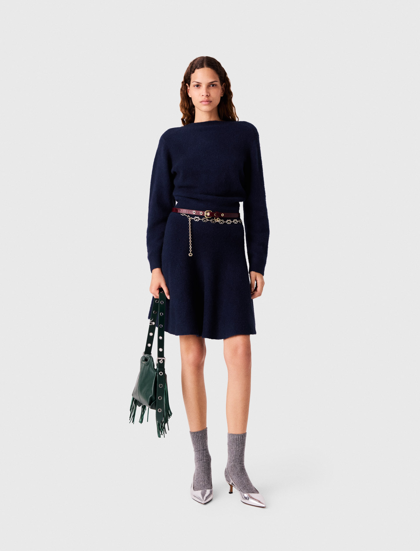 Kurzes Kleid Aus Yak-mix - Marineblau - Größe 38 - Maje