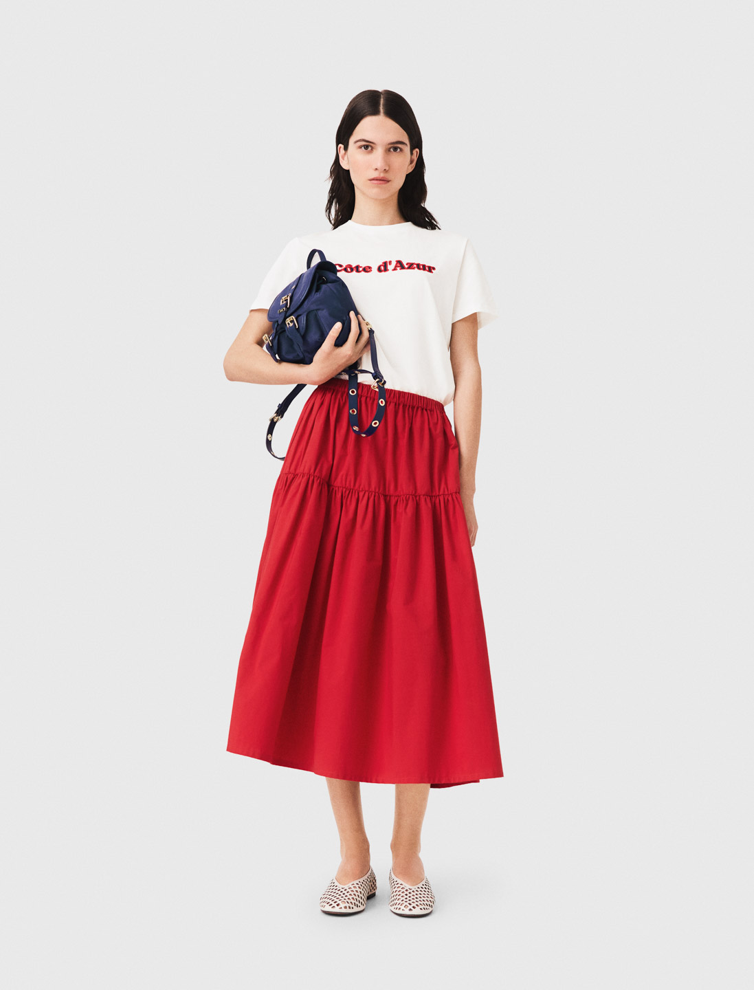 T-Shirt Mit Stickerei - Weiß - Größe 34 - Maje
