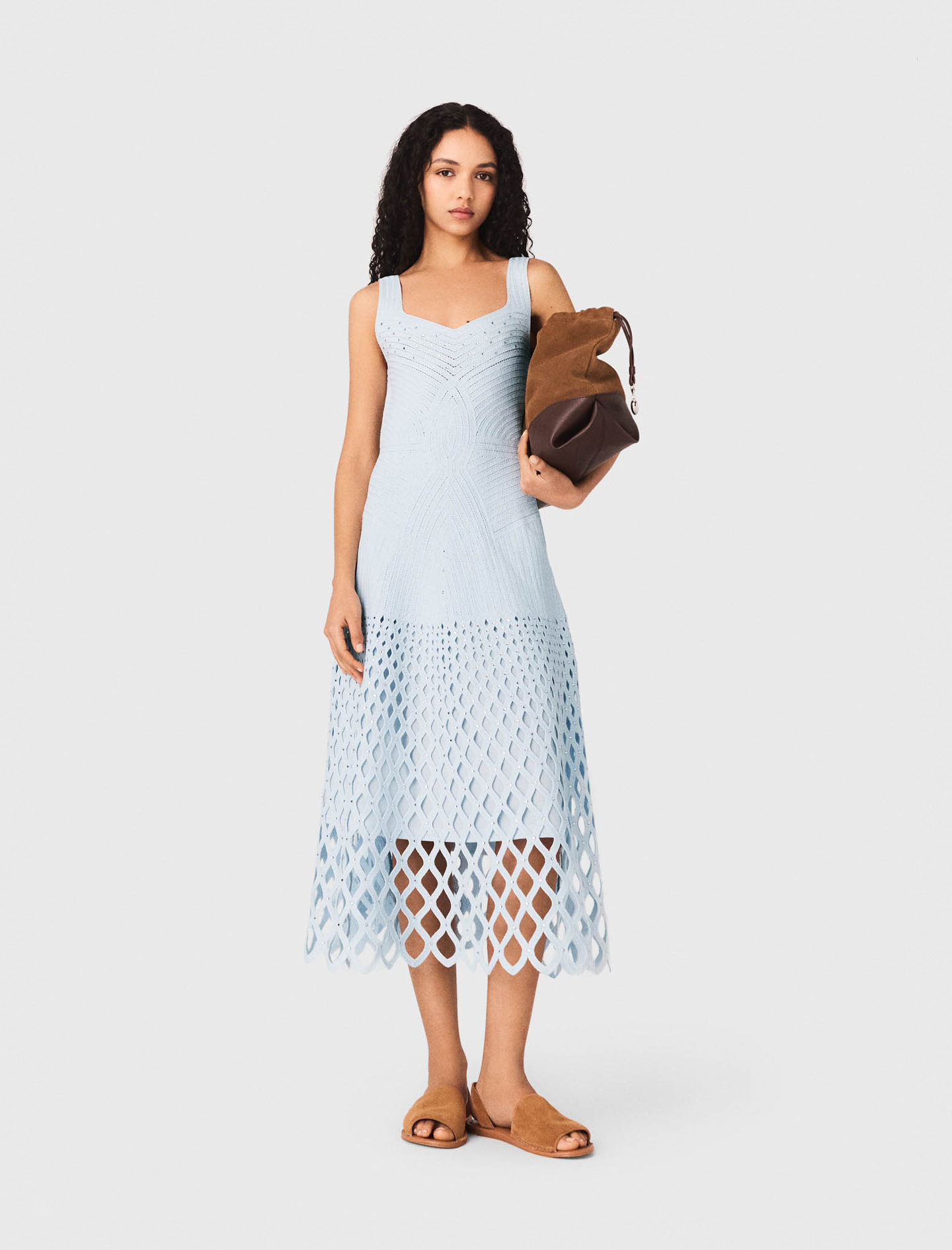 Häkelkleid Mit Abnehmbarem Futter - Blau - Größe 36 - Maje