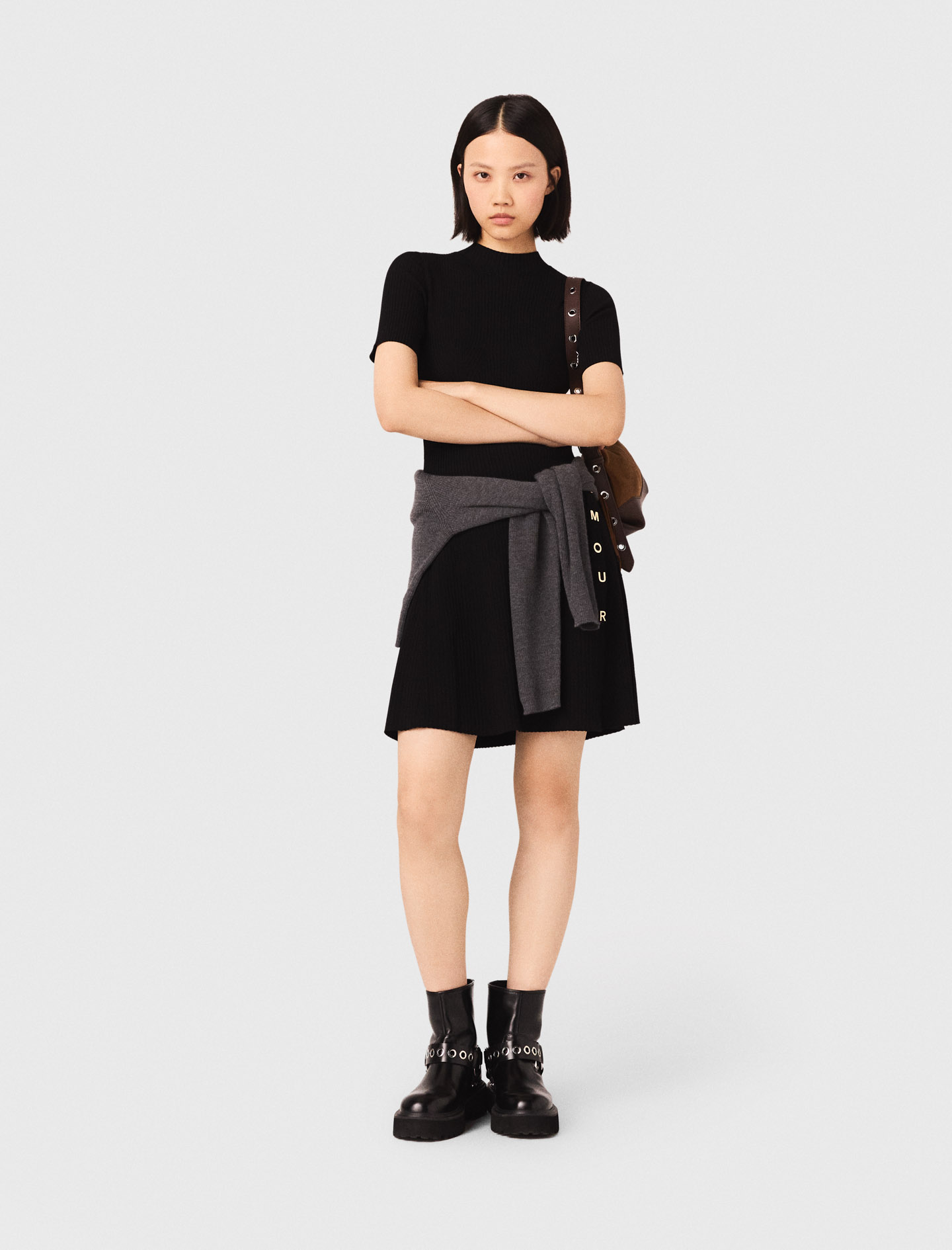 Kurzes Strickkleid Mit Knöpfen - Schwarz - Größe 34 - Maje